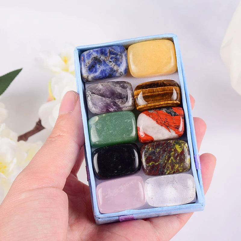 Natural Tumbled Crystal Stones - 10-Piece Chakra Set – product photo 1 of 17