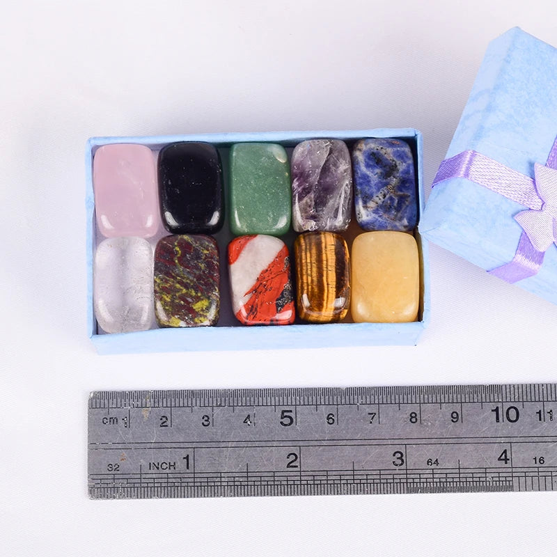 Natural Tumbled Crystal Stones - 10-Piece Chakra Set – product photo 3 of 17