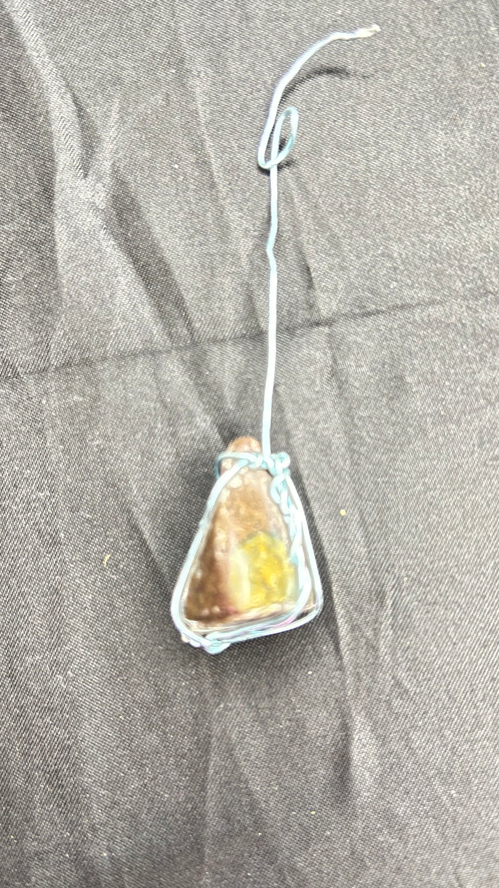 The Ember Triangle — Polished Amber Agate-Jasper Pendant, Hand-Wrapped and Blessed — One of One