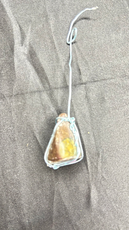 The Ember Triangle — Polished Amber Agate-Jasper Pendant, Hand-Wrapped and Blessed — One of One