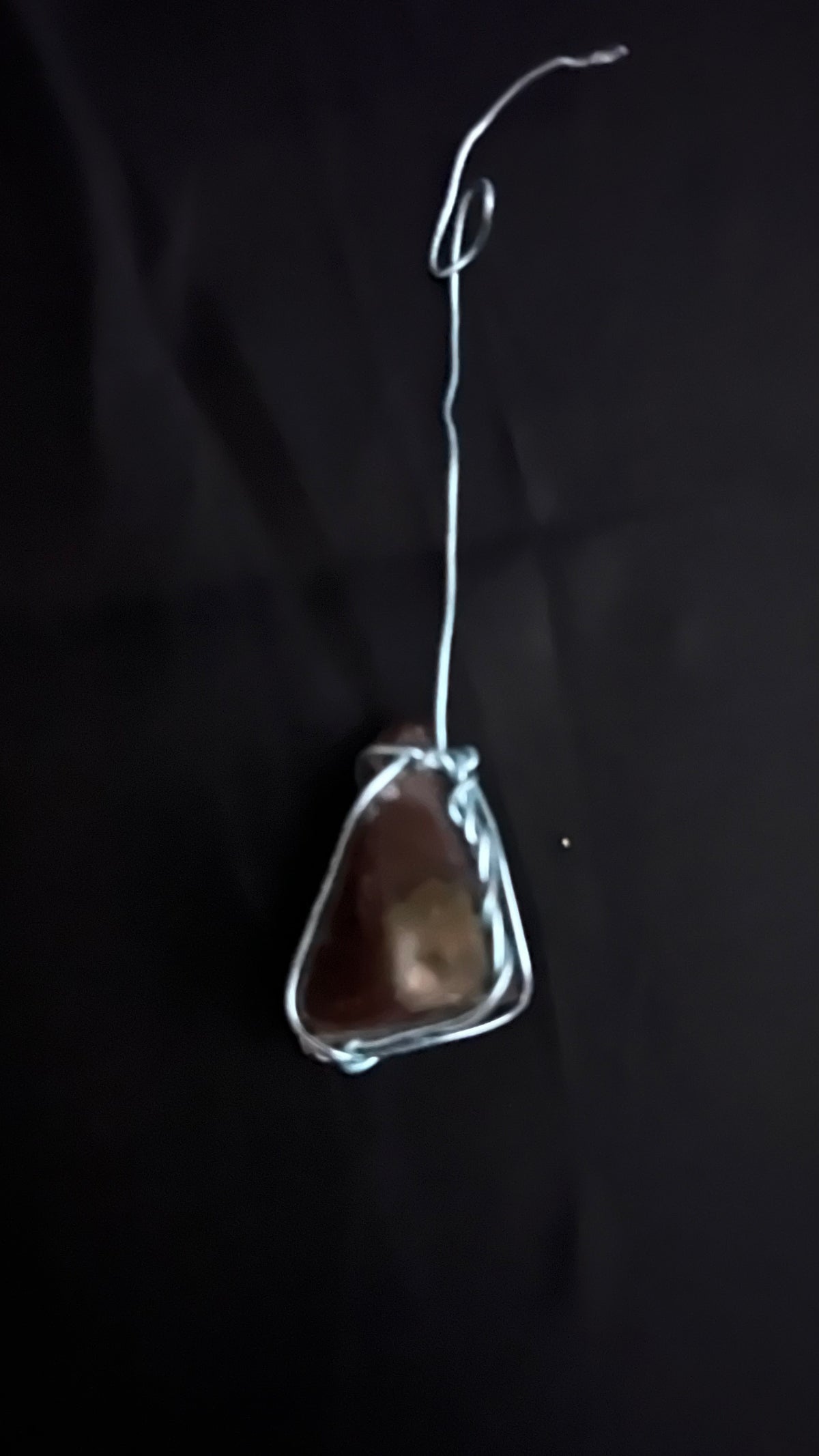 The Ember Triangle — Polished Amber Agate-Jasper Pendant, Hand-Wrapped and Blessed — One of One