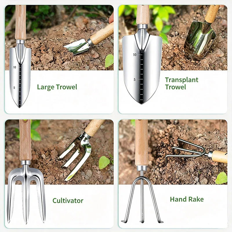 Stainless Steel Garden Tool Set with Tote Bag — 9-Piece – product photo 4 of 7