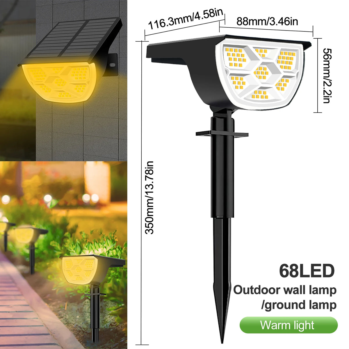 Solar LED Landscape Spotlight - IP65 Waterproof, 3 Modes – product photo 10 of 14