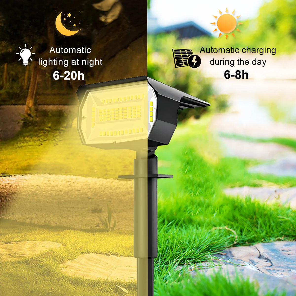 Solar LED Landscape Spotlight - IP65 Waterproof, 3 Modes – product photo 2 of 14