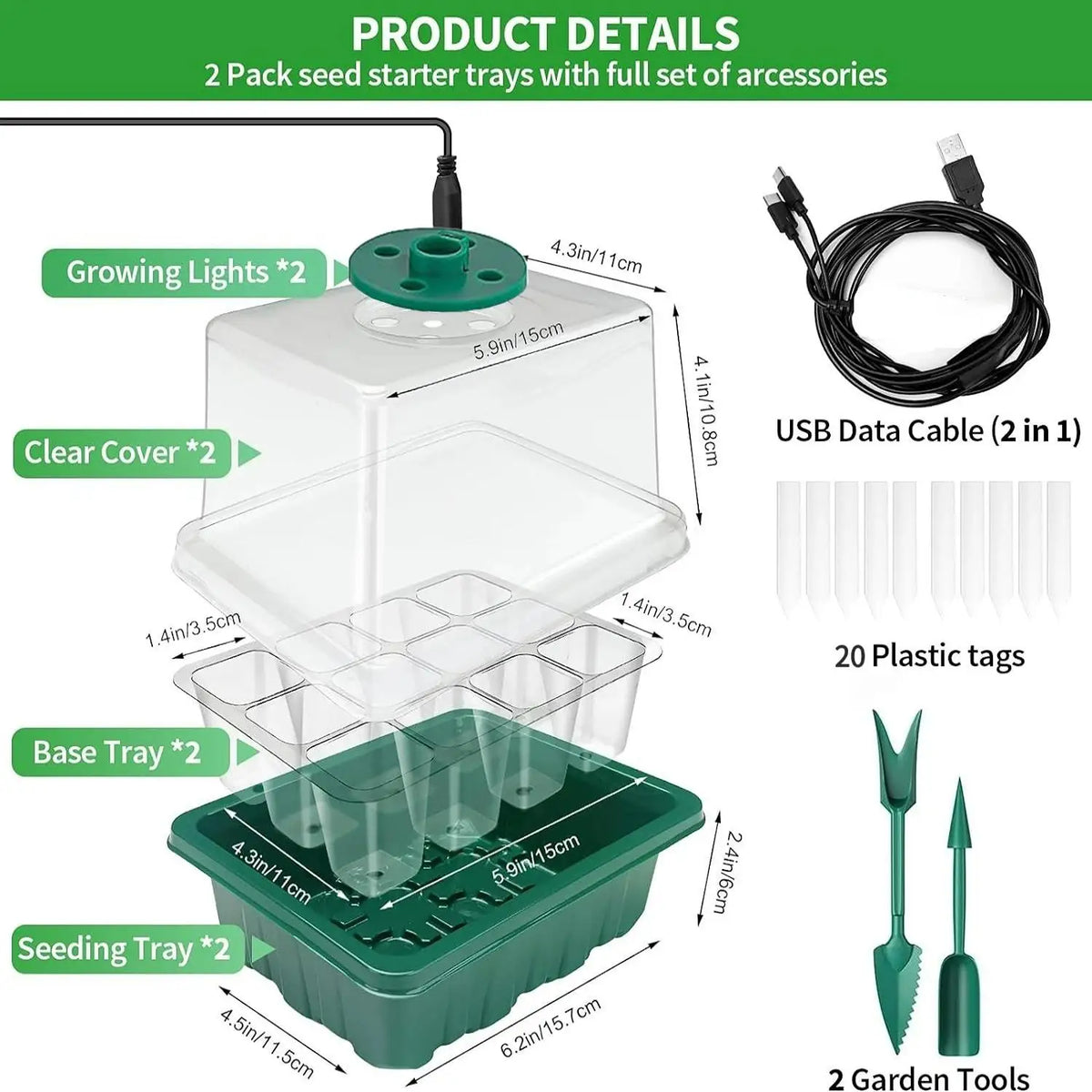 Seed Starter Tray with Humidity Dome – 2-Pack – product photo 3 of 6
