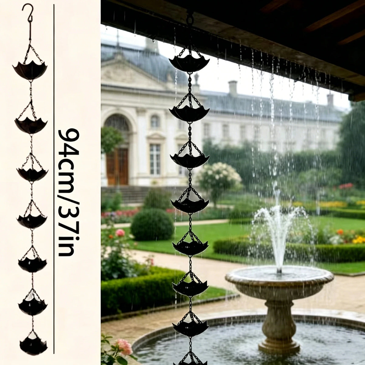 Cast Iron Rain Chain with Cups – product photo 5 of 6
