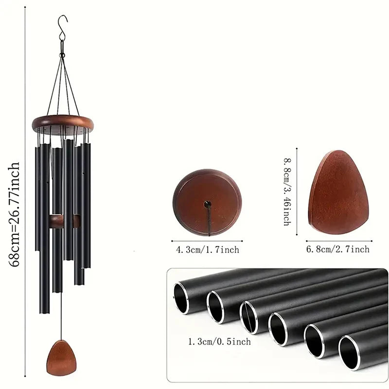 Classic 26-Inch Aluminum Wind Chime with Wooden Sail – product photo 6 of 9