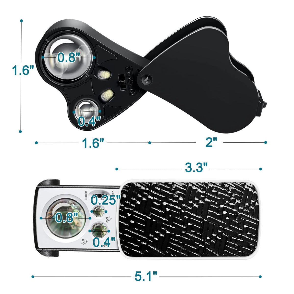 Jeweler's Loupe 30x/60x with LED – product photo 1 of 7