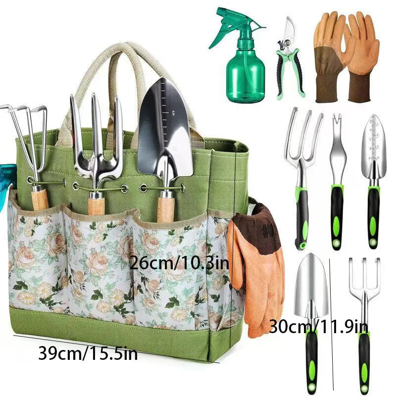 Stainless Steel Garden Tool Set with Tote Bag — 9-Piece – product photo 2 of 7