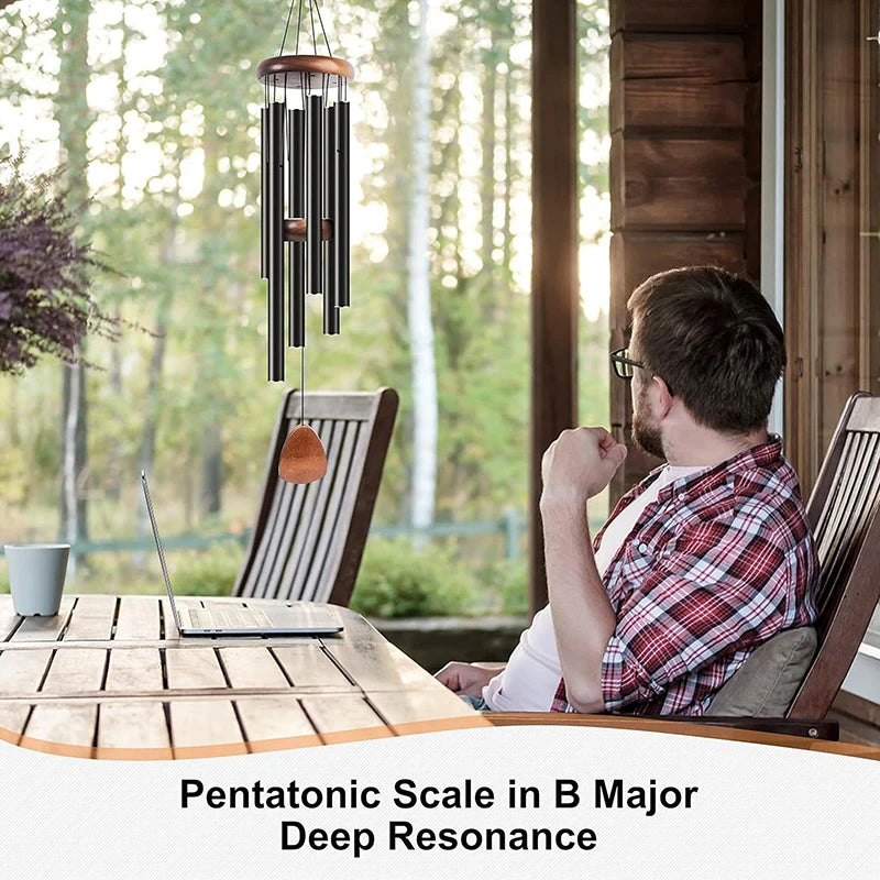 Classic 26-Inch Aluminum Wind Chime with Wooden Sail – product photo 3 of 9