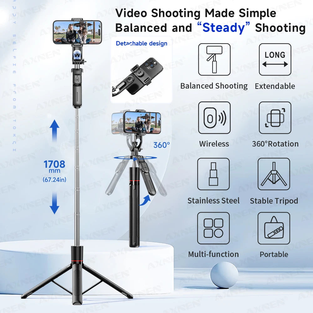 Phone Tripod Selfie Stick with Wireless Remote – product photo 2 of 9