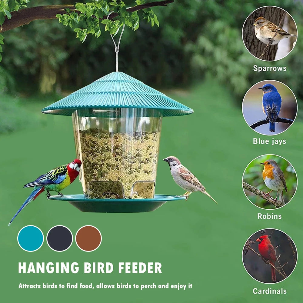 Hanging Wild Bird Feeder with Automatic Seed Dispenser – product photo 2 of 9