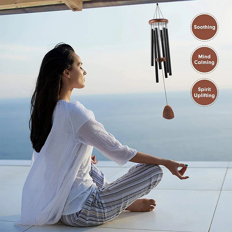 Classic 26-Inch Aluminum Wind Chime with Wooden Sail – product photo 4 of 9