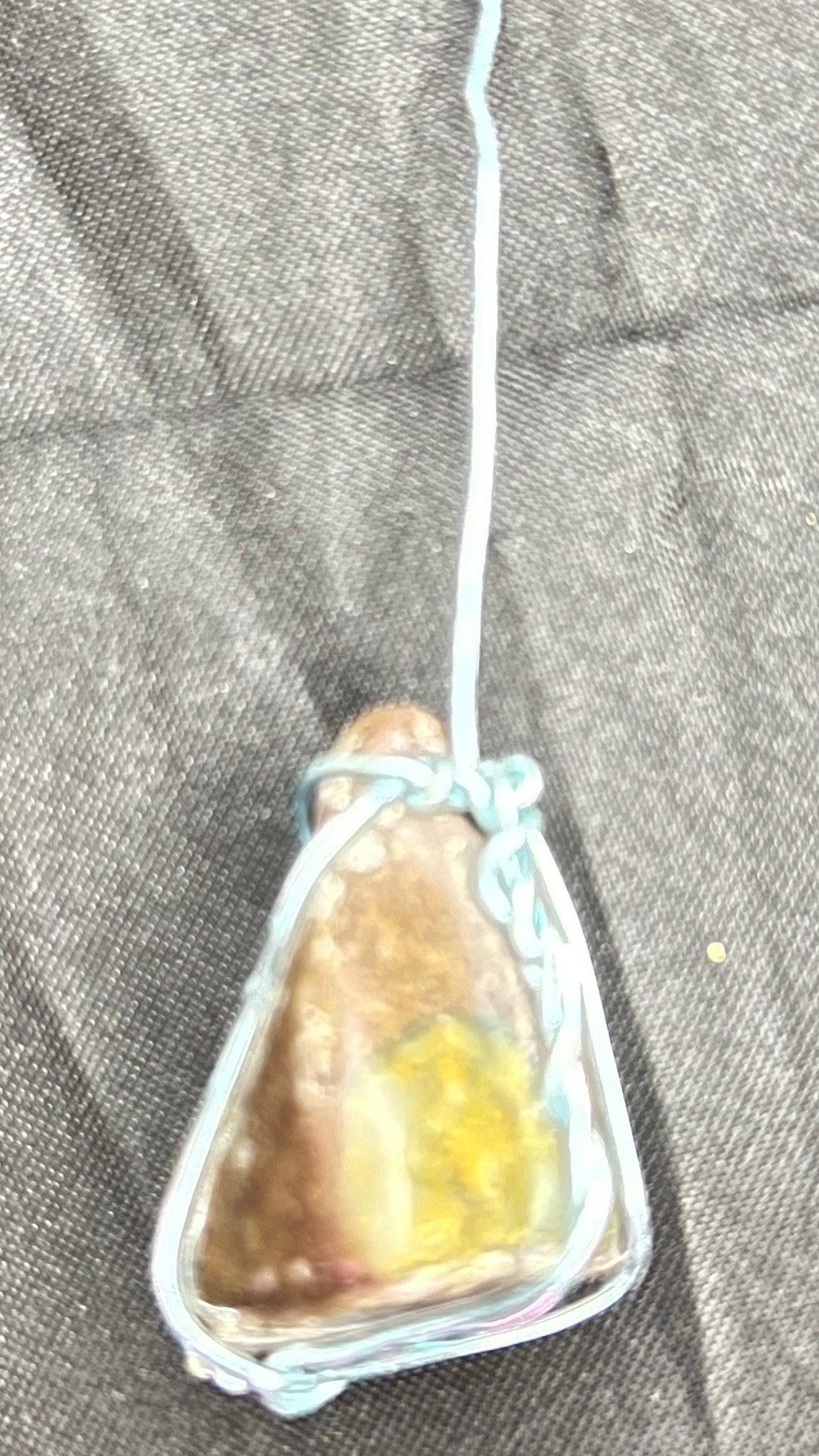 Detail close-up of the actual Amber Agate-Jasper pendant