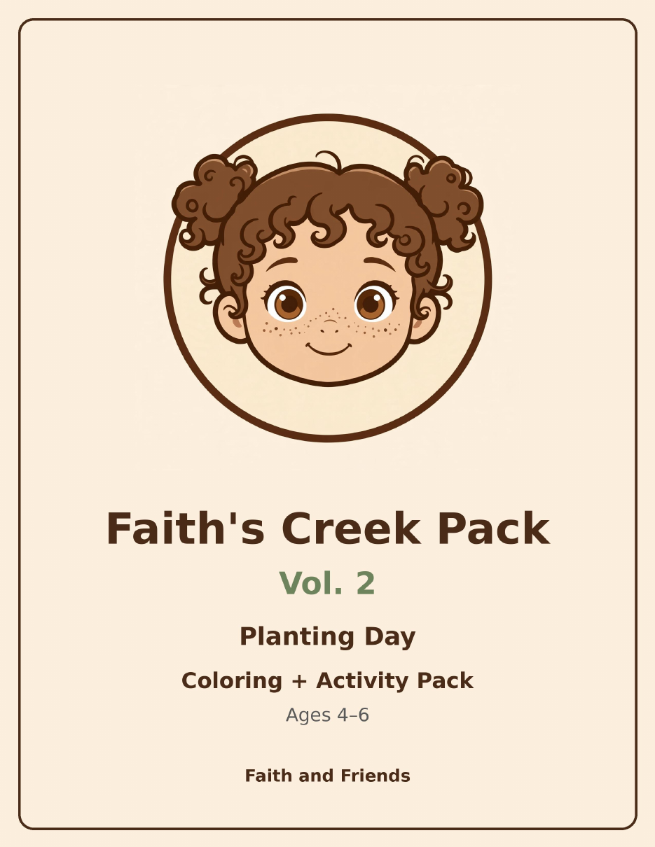 Faith's Creek Pack, Vol. 2 Planting Day cover — Faith planting in the garden