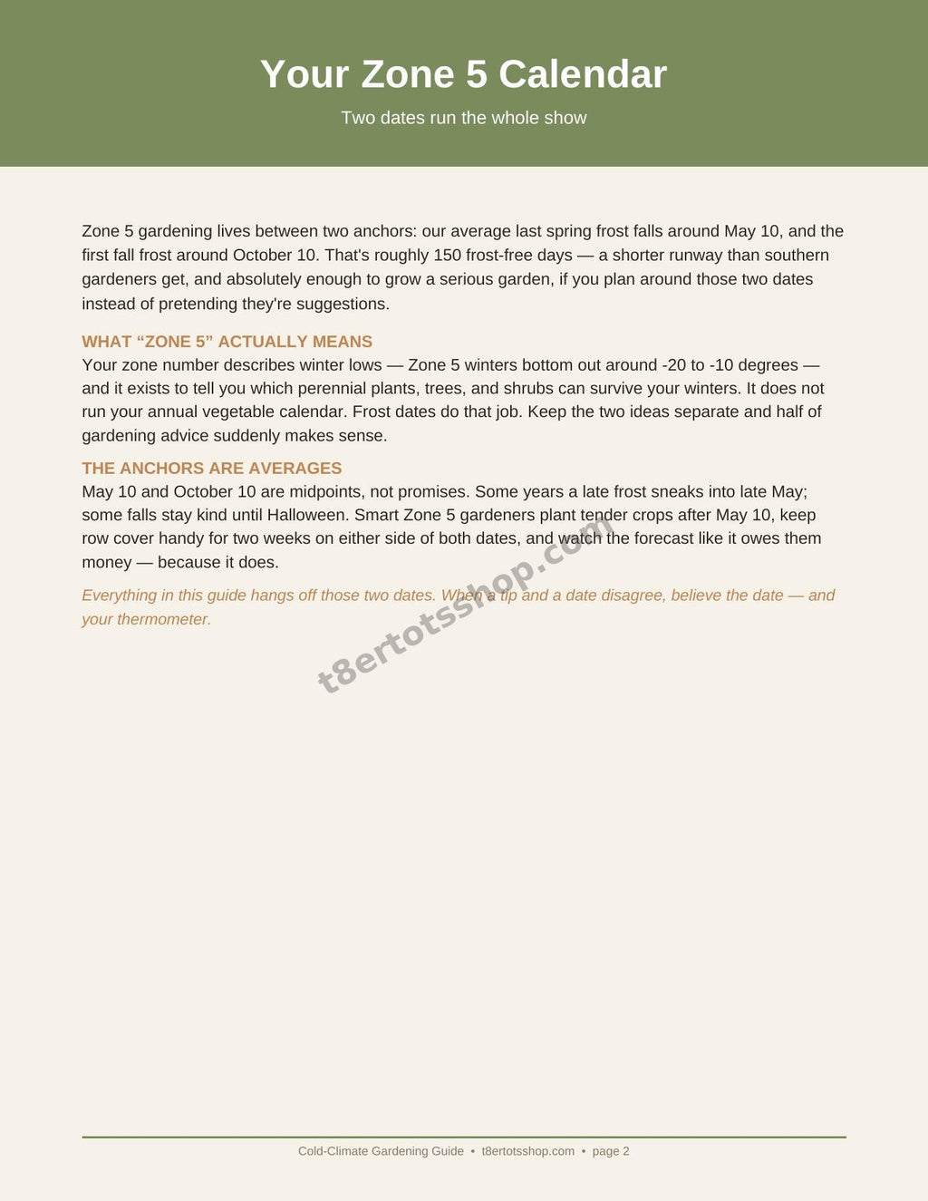 Cold-Climate Gardening Guide — Zone 5 — 14 Printable Pages