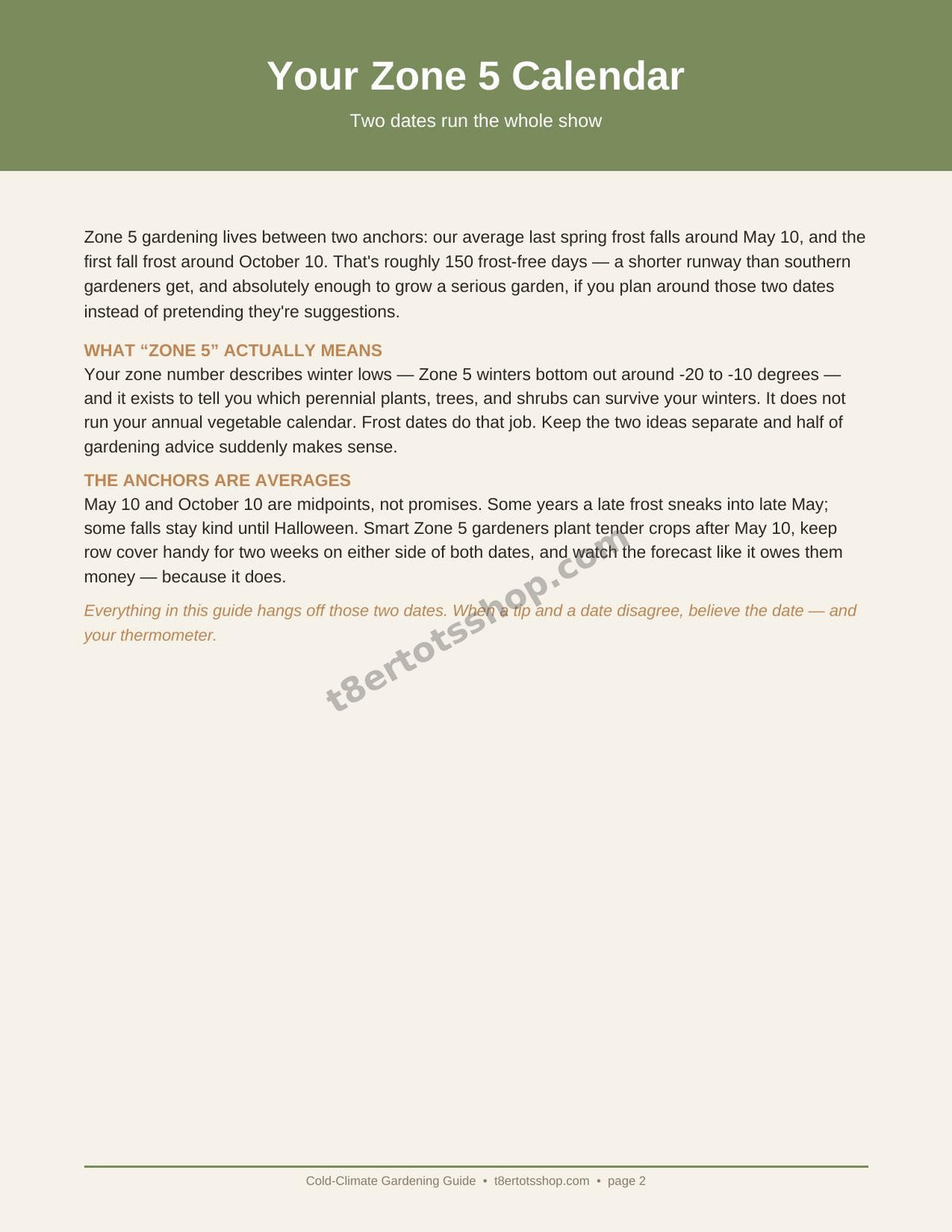 Cold-Climate Gardening Guide — Zone 5 — 14 Printable Pages