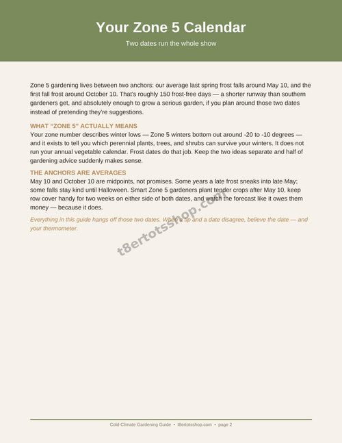 Cold-Climate Gardening Guide — Zone 5 — 14 Printable Pages