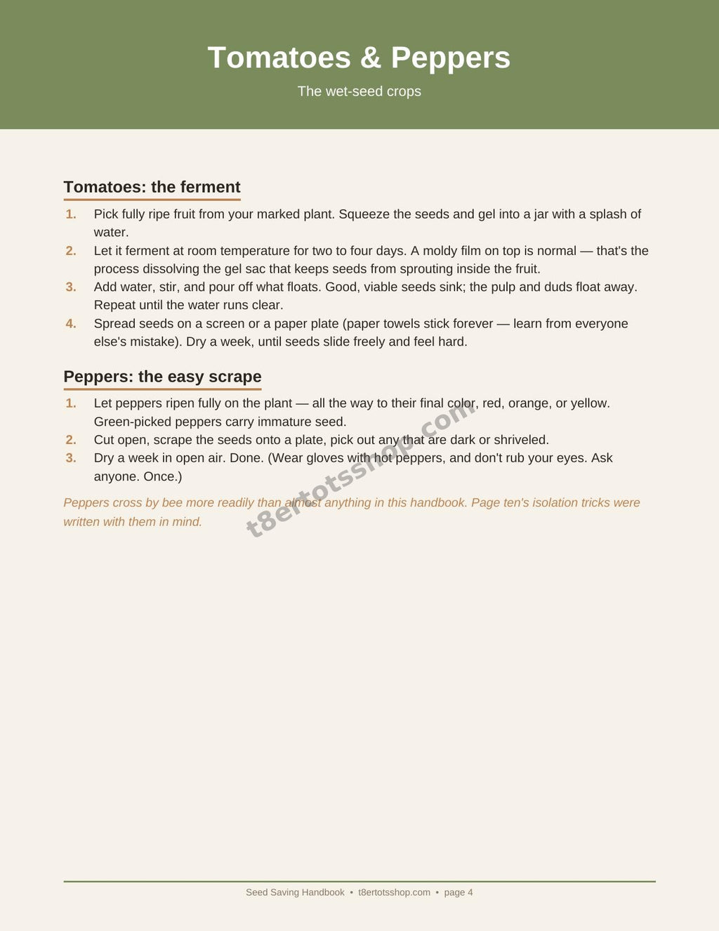 Seed Saving Handbook — 12 Printable Pages