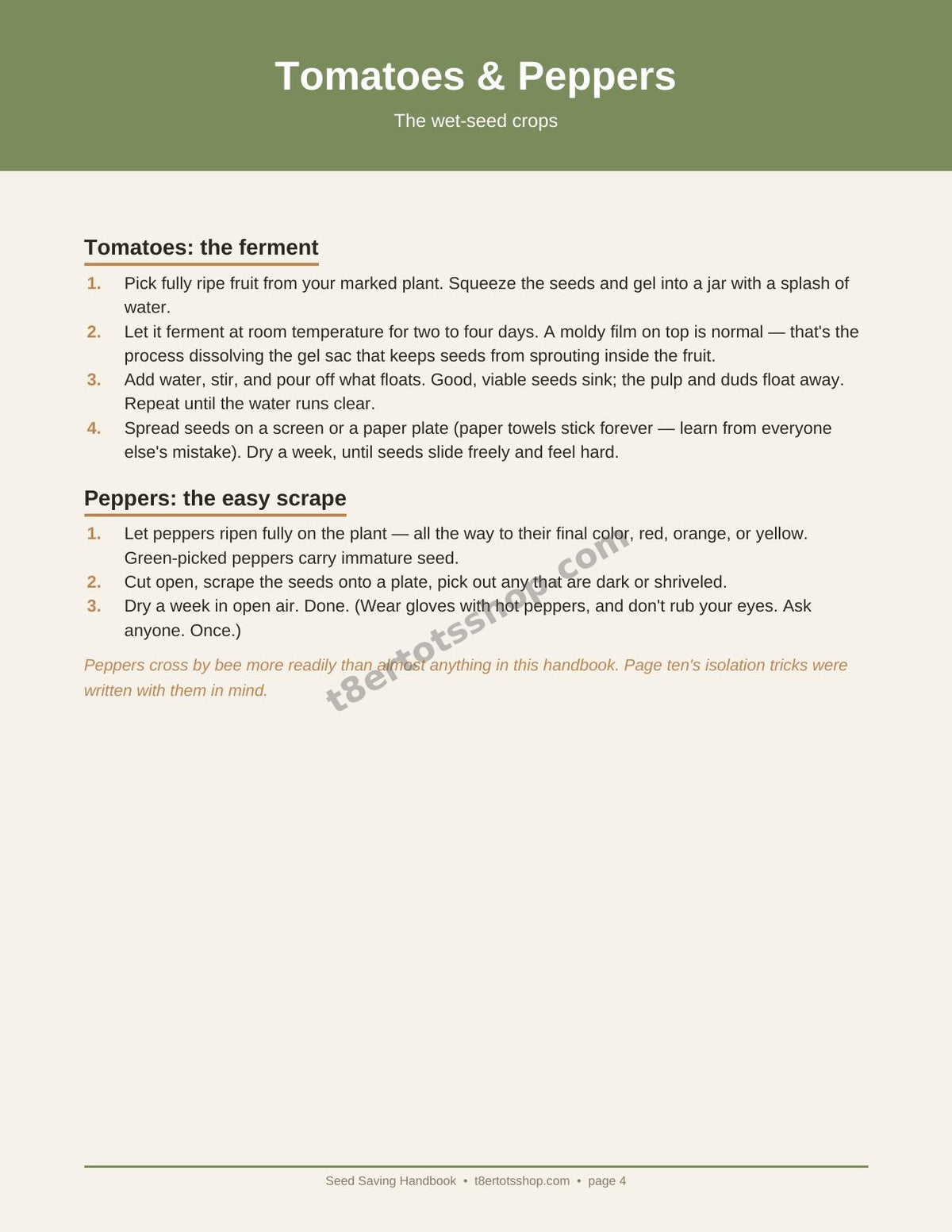 Seed Saving Handbook — 12 Printable Pages