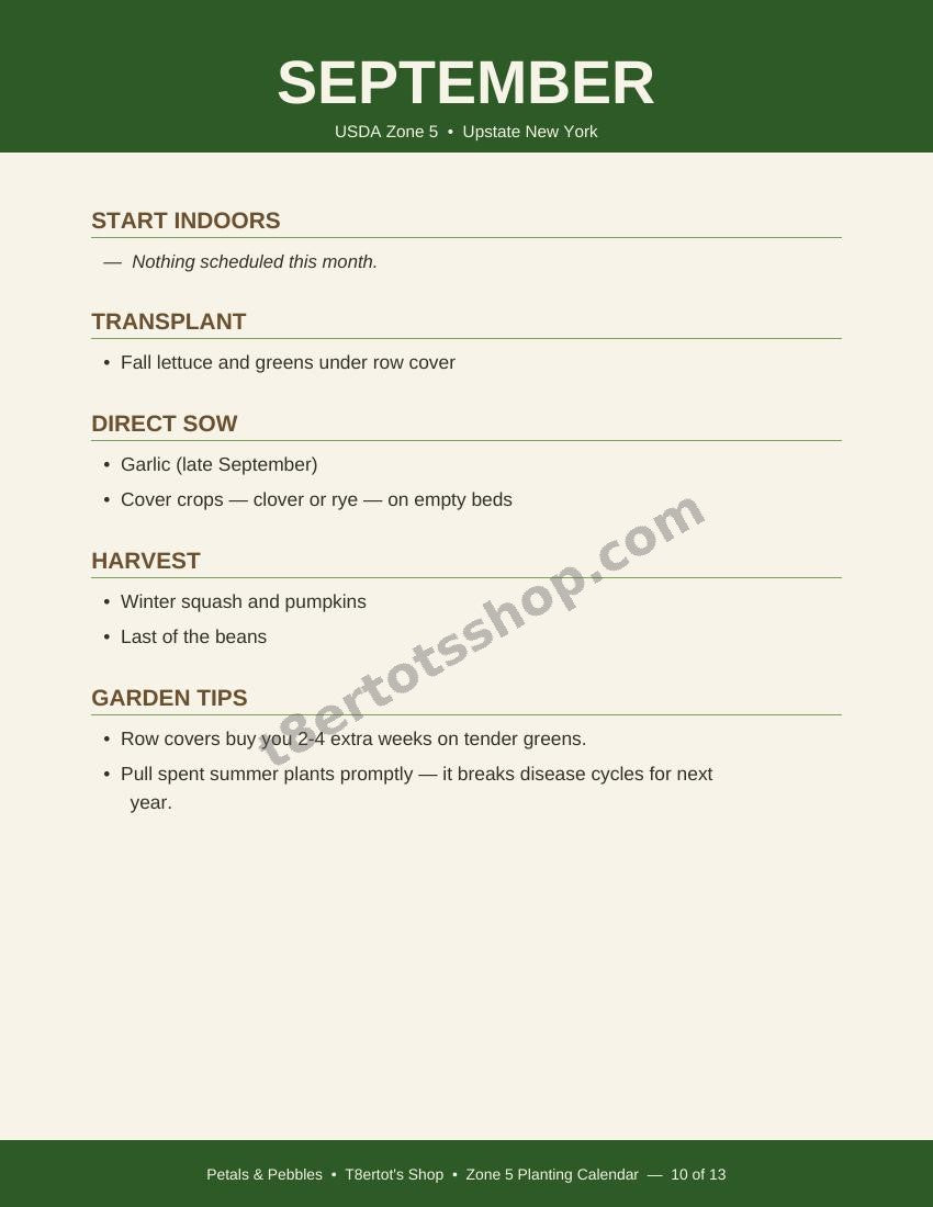Zone 5 Planting Calendar — 13 Printable Pages