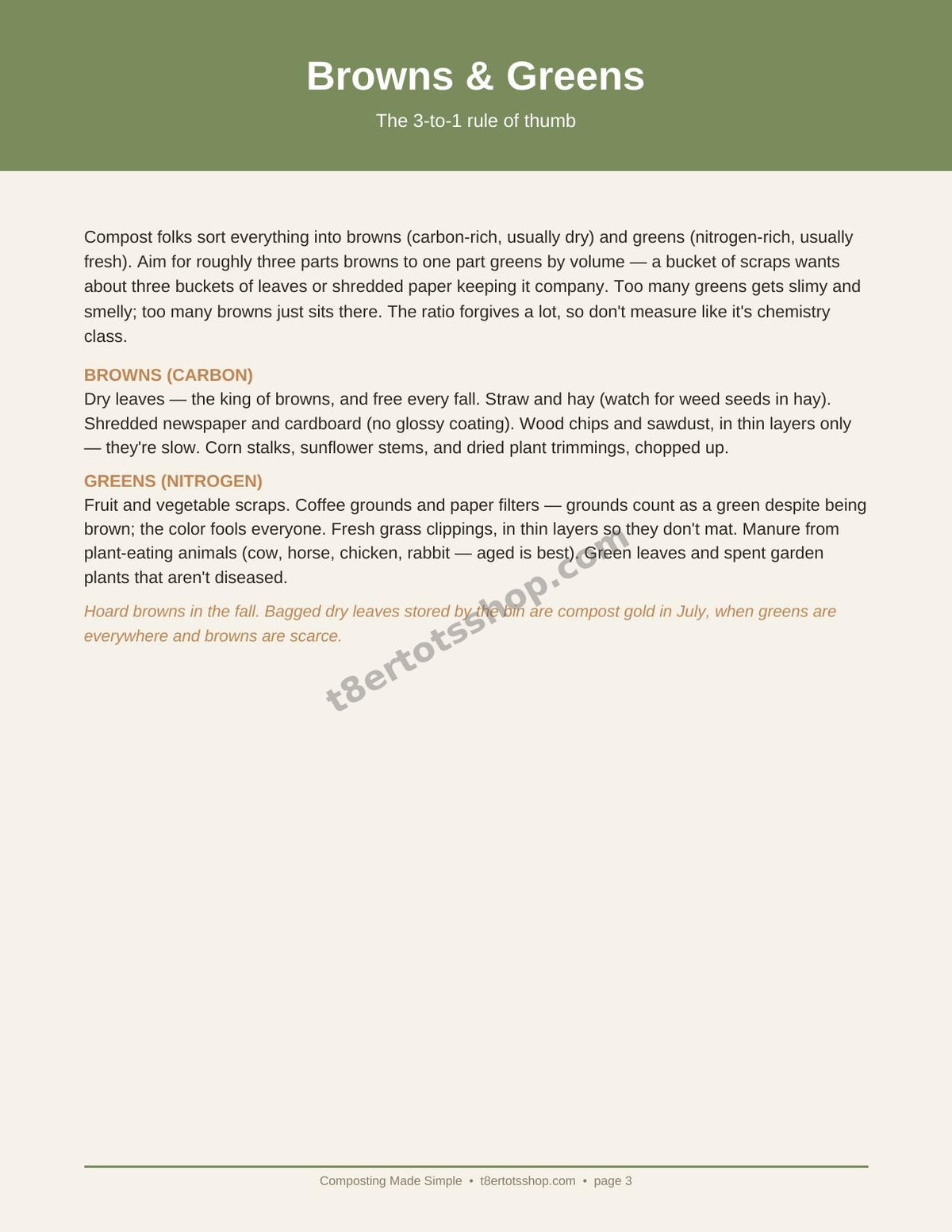 Composting Made Simple — 12 Printable Pages