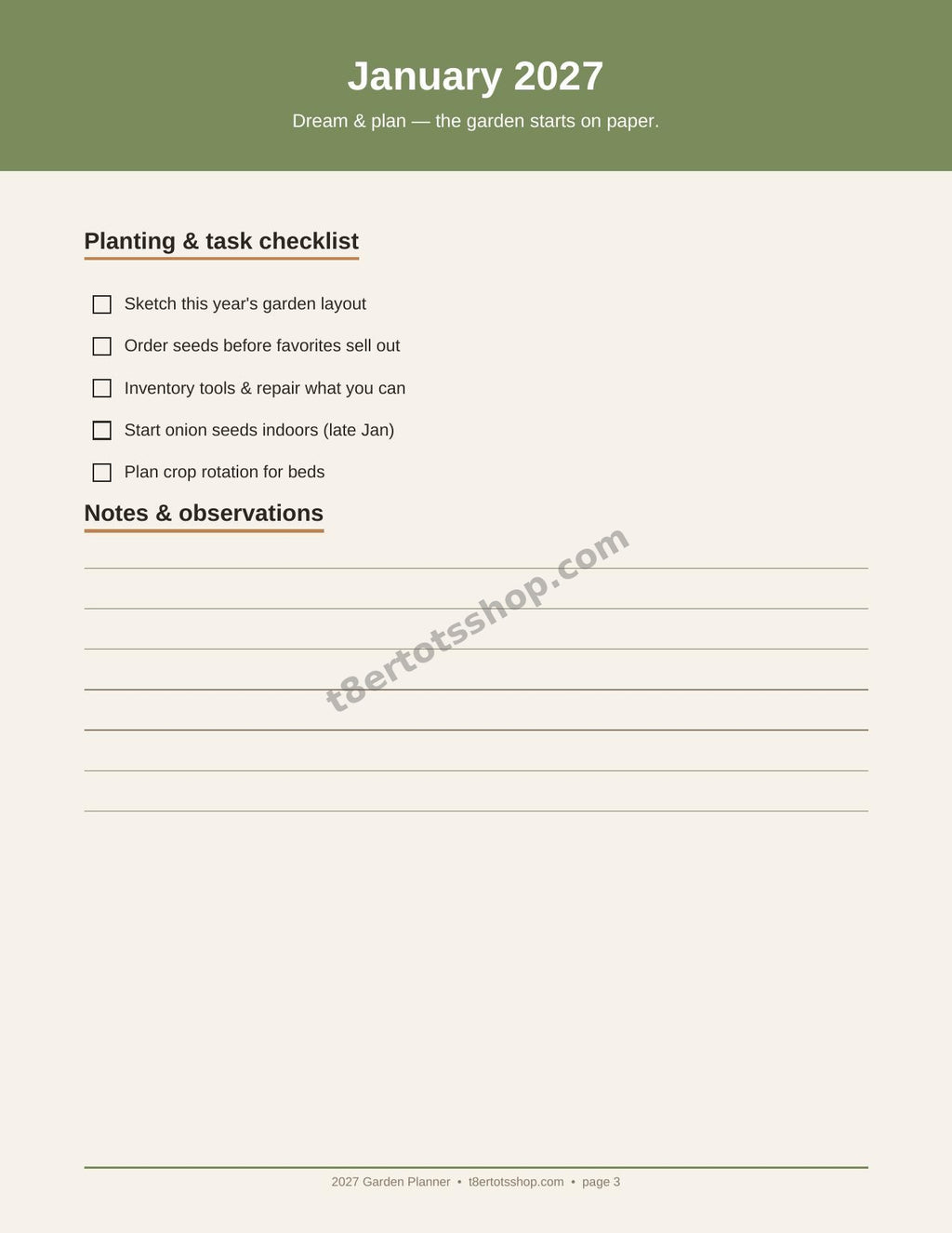 2027 Garden Planner — 15 Printable Pages