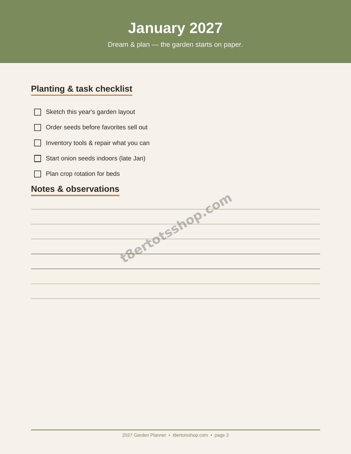 2027 Garden Planner — 15 Printable Pages