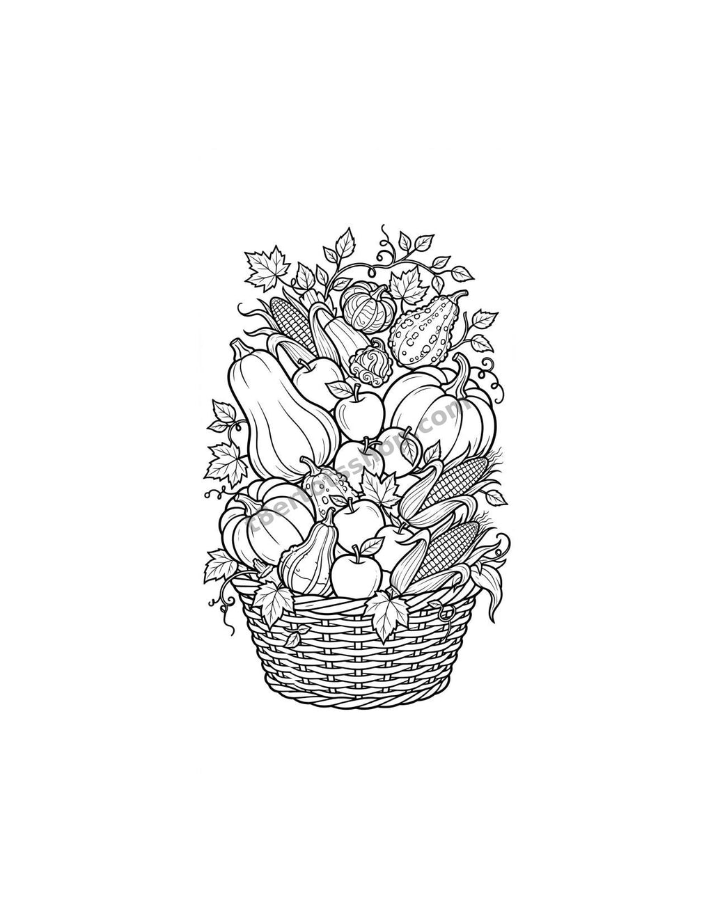 Fall Harvest Coloring Pack — 8 Printable Pages