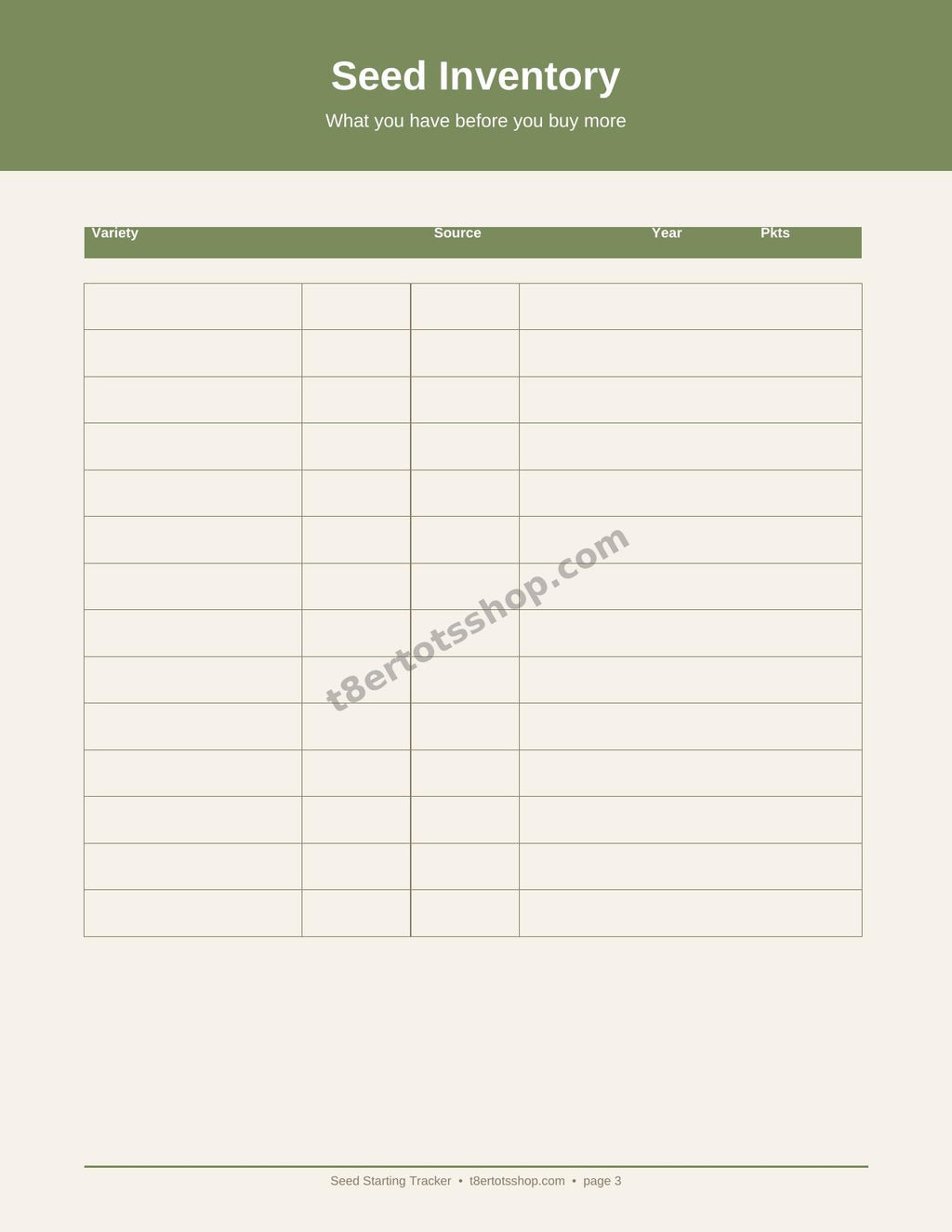 Seed Starting Tracker — 8 Printable Pages