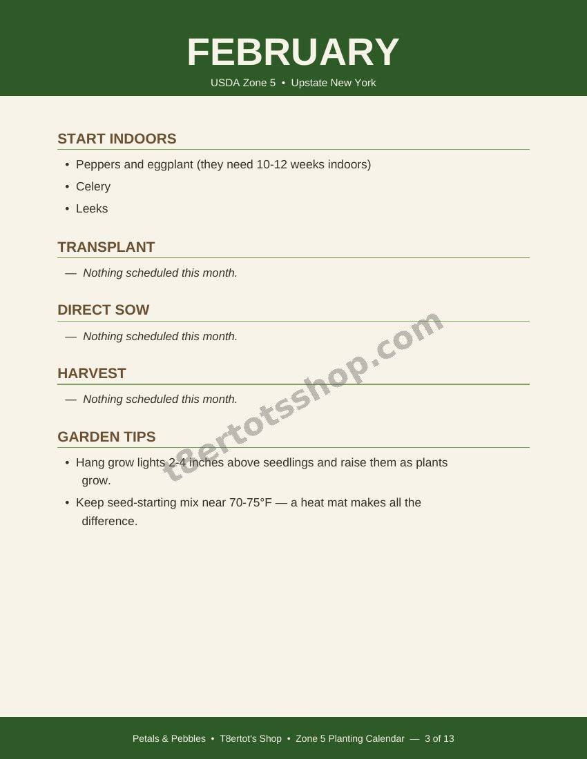 Zone 5 Planting Calendar — 13 Printable Pages