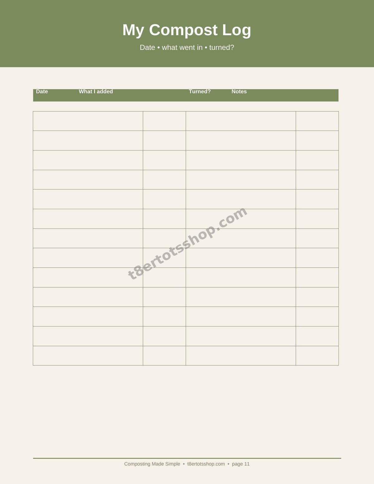 Composting Made Simple — 12 Printable Pages