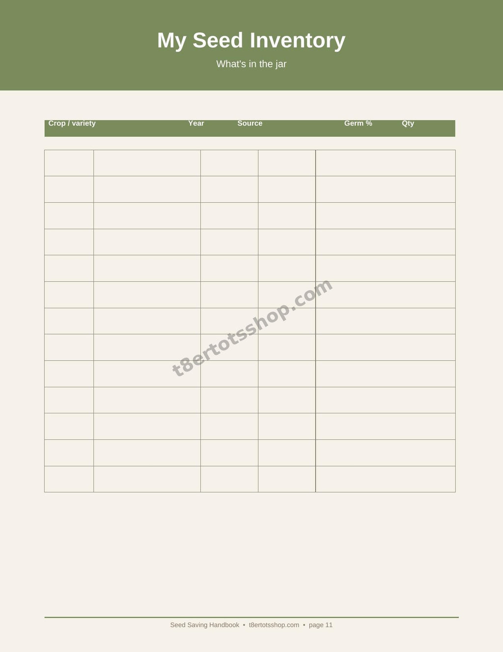 Seed Saving Handbook — 12 Printable Pages