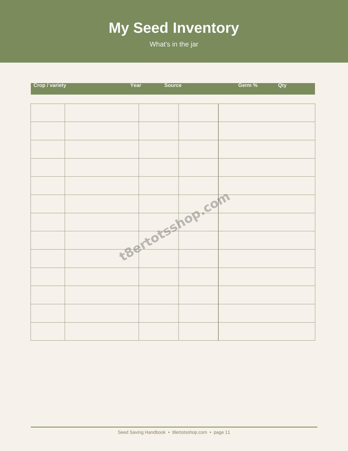Seed Saving Handbook — 12 Printable Pages