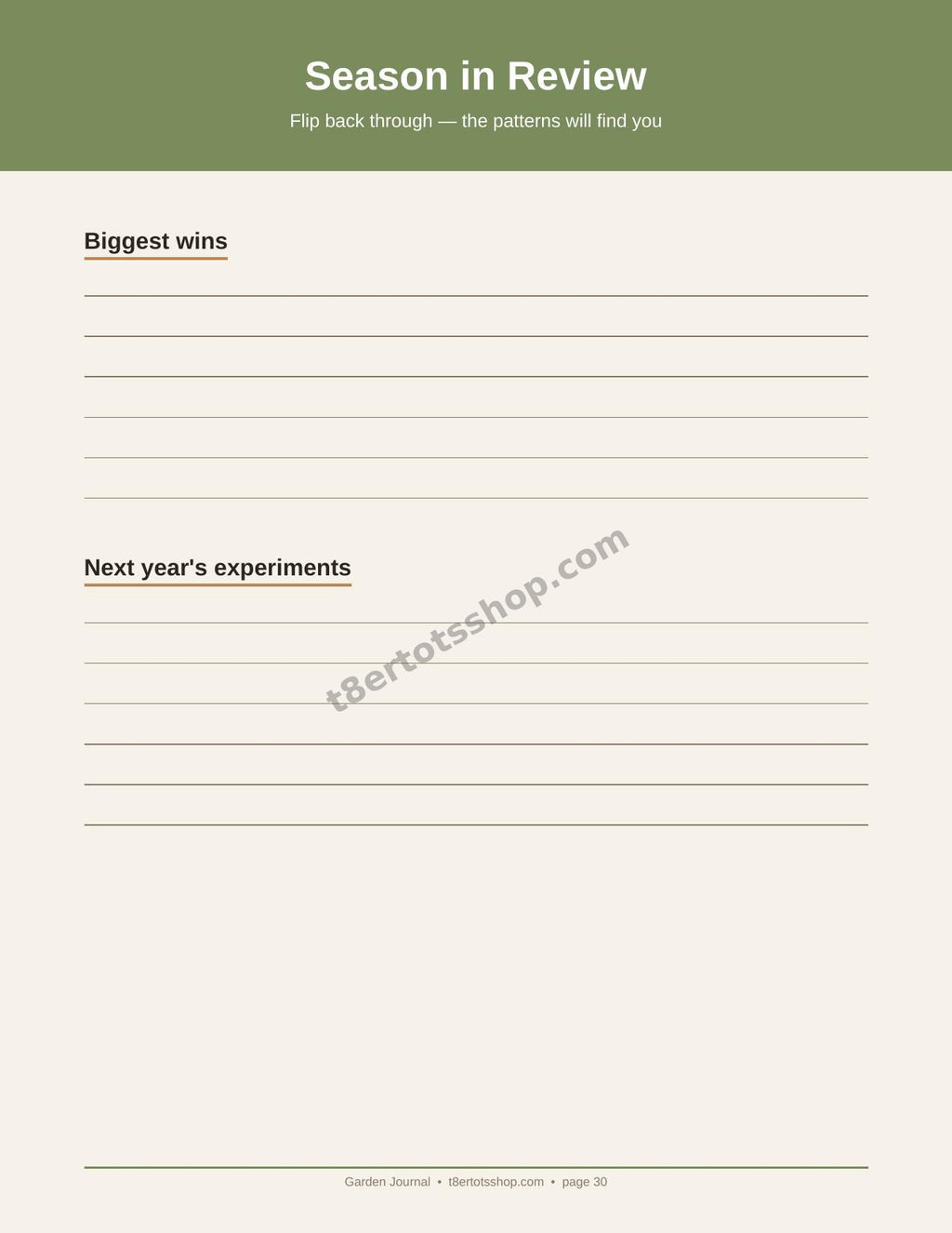 Garden Journal — 30 Printable Pages