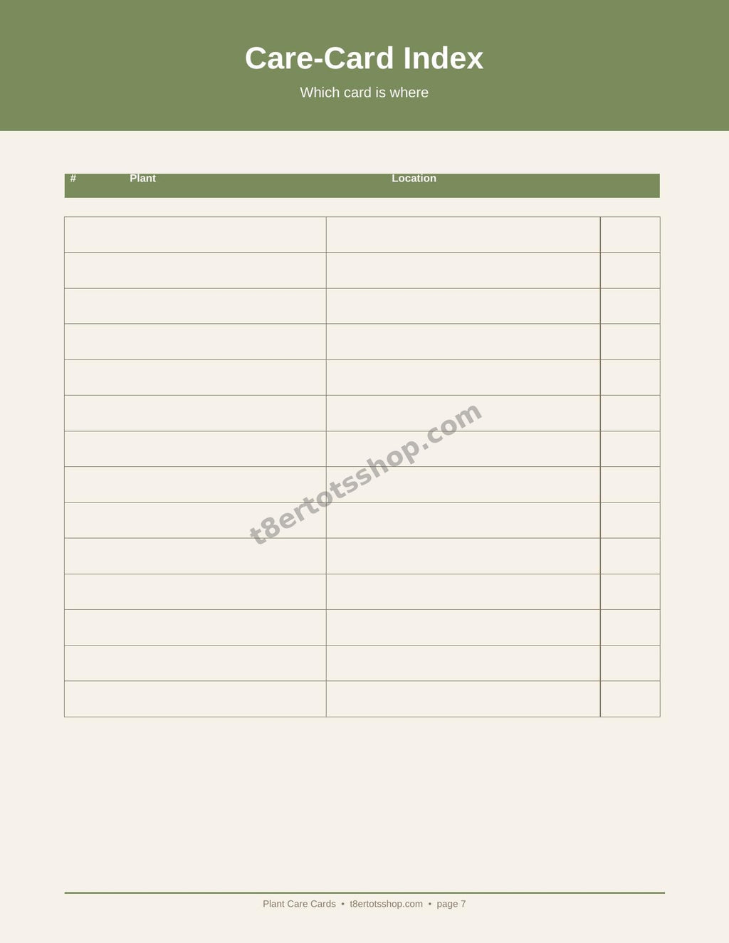 Plant Care Cards — Printable Cards
