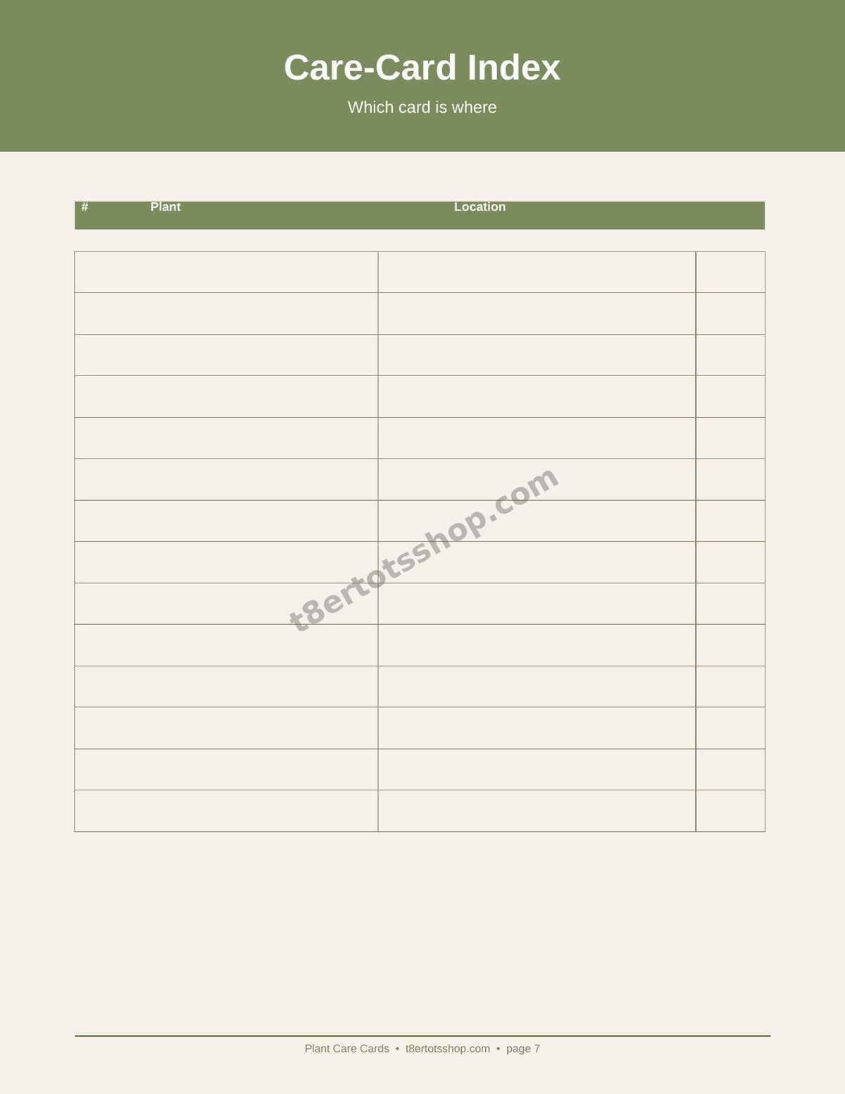 Plant Care Cards — Printable Cards