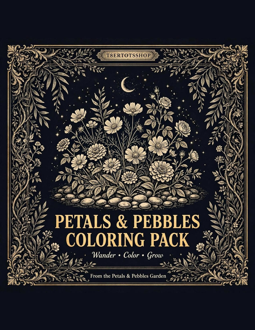 Petals & Pebbles Coloring Pack — 8 Printable Pages