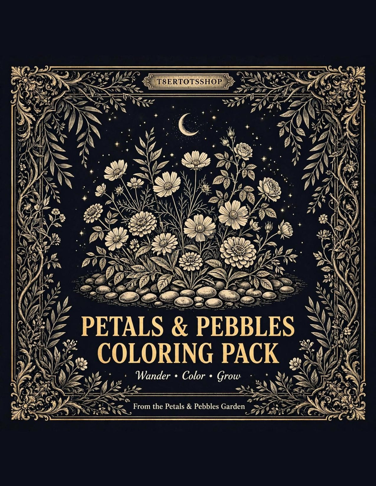 Petals & Pebbles Coloring Pack — 8 Printable Pages