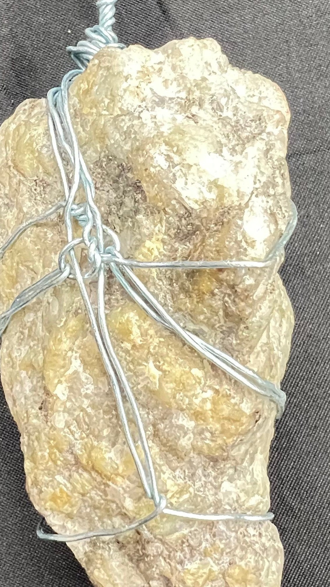 Detail close-up of the actual Raw Quartzite pendant