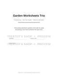 Garden Worksheets Trio — Printable Garden Worksheets (13 Pages)