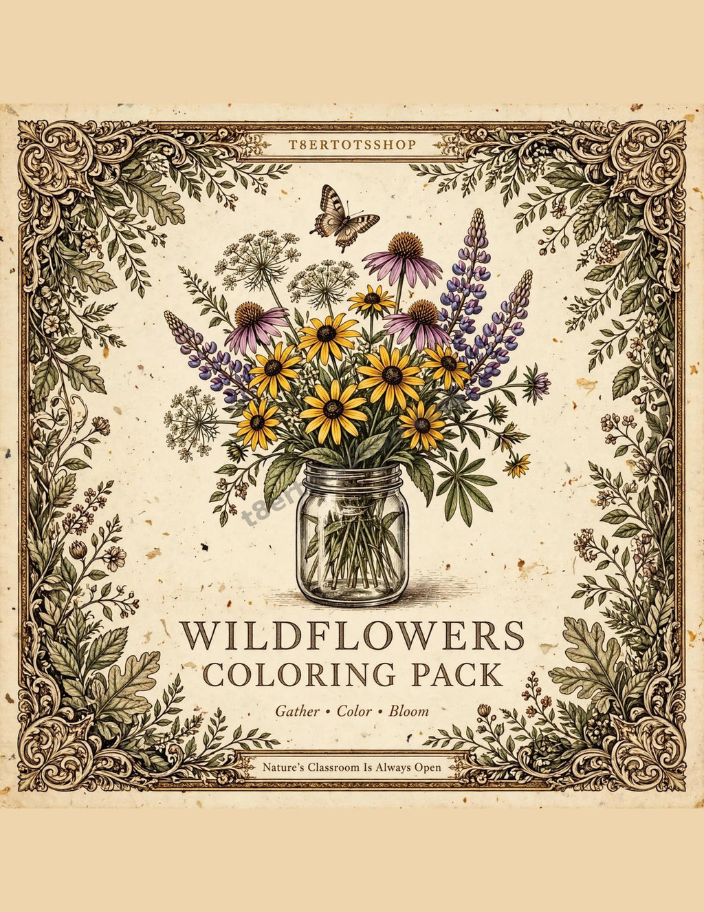 Wildflowers Coloring Pack — 8 Printable Pages